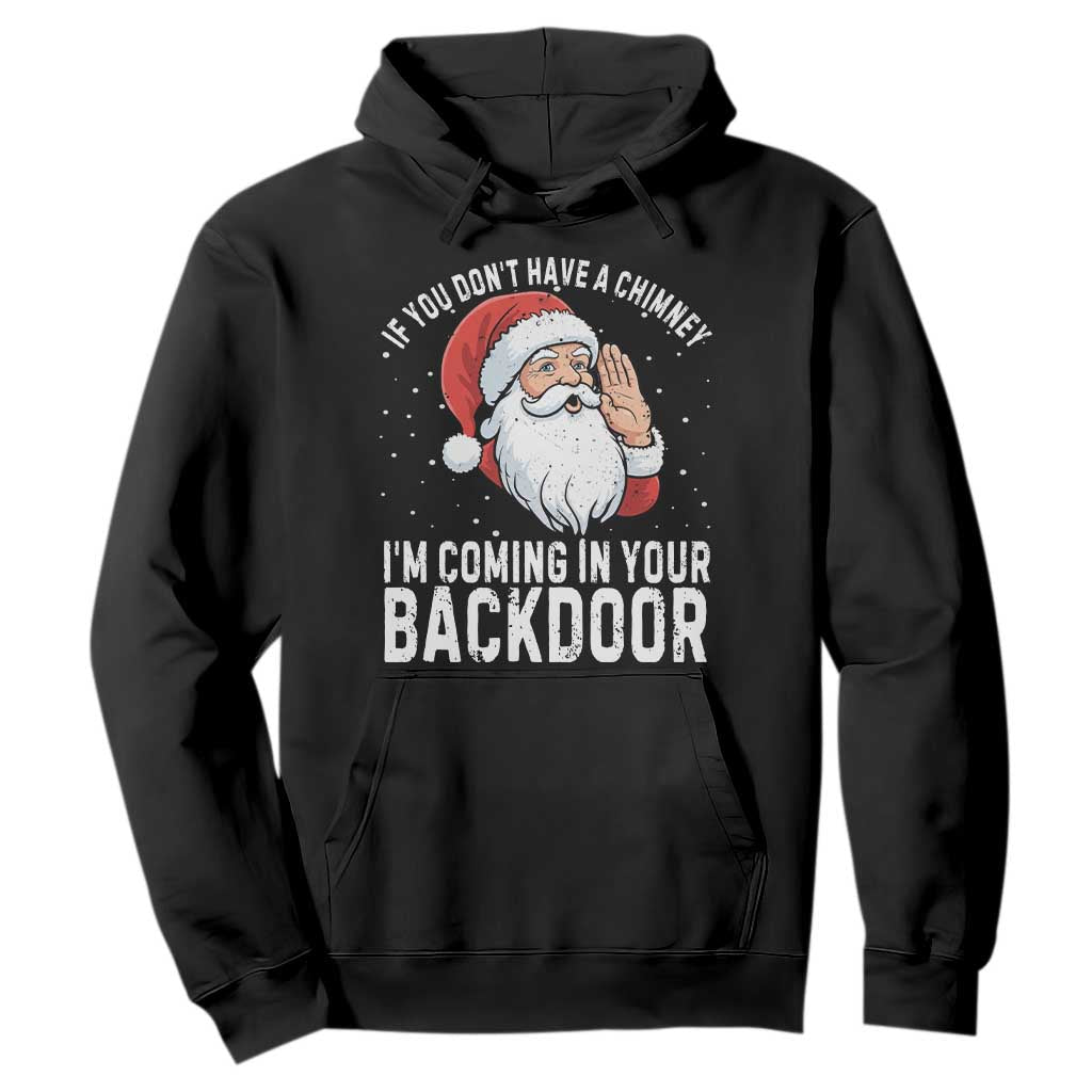 Funny Inappropriate Christmas Hoodie Adult Humor Santa If You Dont Have A Chimney Im Coming In Your Backdoor TS10 Black Print Your Wear