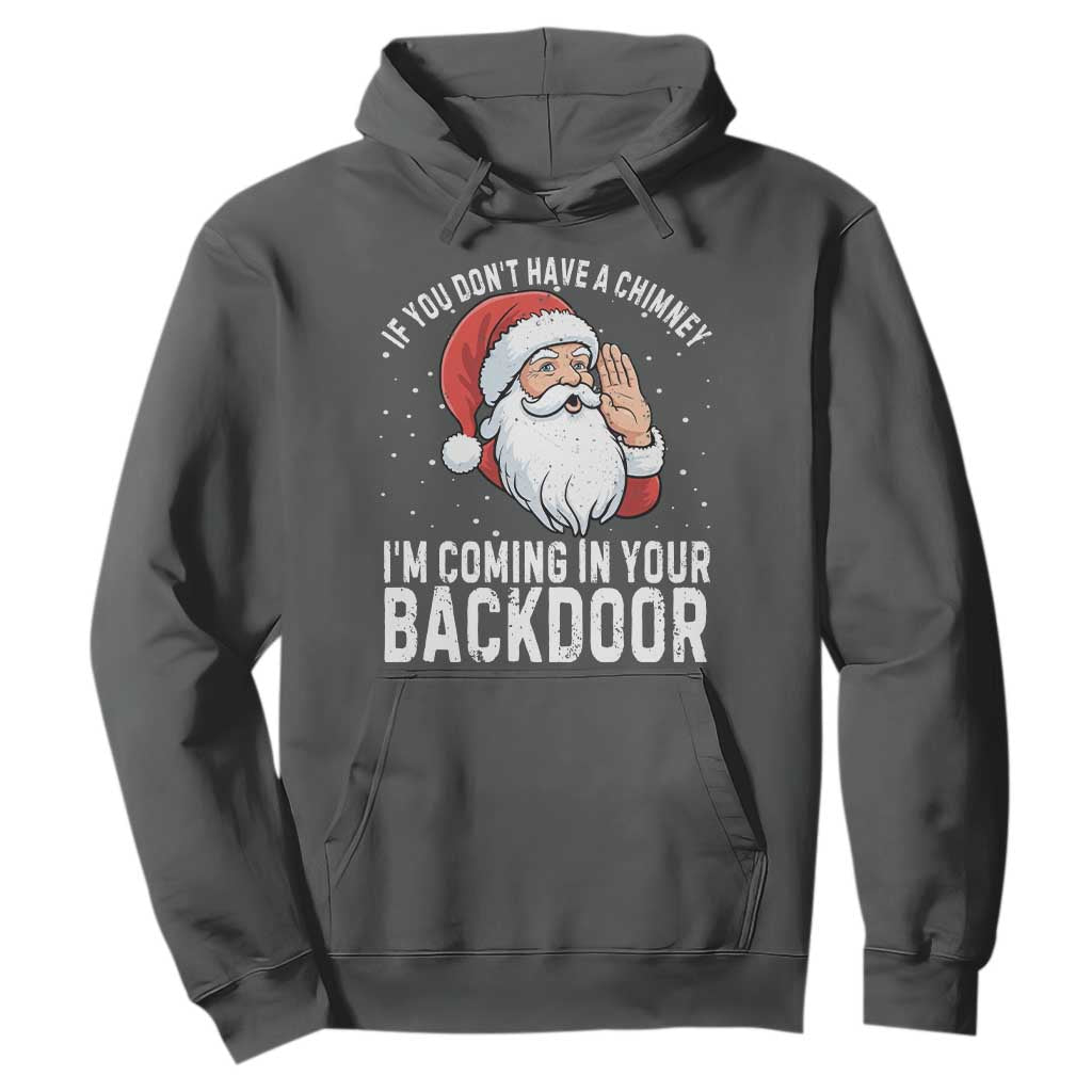 Funny Inappropriate Christmas Hoodie Adult Humor Santa If You Dont Have A Chimney Im Coming In Your Backdoor TS10 Dark Heather Print Your Wear