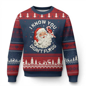 I Know You Didnt Floss Ugly Christmas Sweater Funny Dentist Christmas Santa Dental Hygiene TS10 Navy Red Print Your Wear