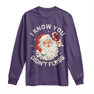 I Know You Didnt Floss Long Sleeve Shirt Funny Dentist Christmas Santa Dental Hygiene TS10 Purple Print Your Wear