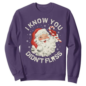 I Know You Didnt Floss Sweatshirt Funny Dentist Christmas Santa Dental Hygiene TS10 Purple Print Your Wear