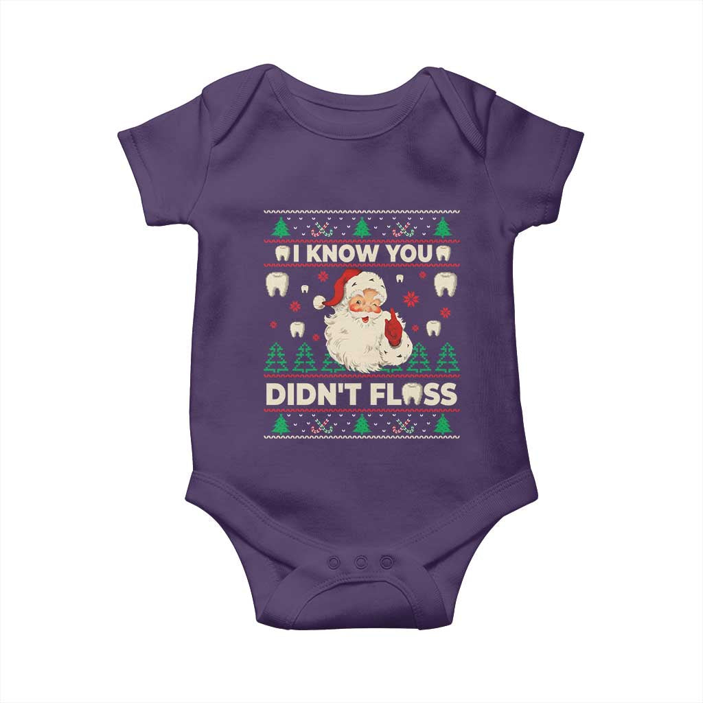 I Know You Didnt Floss Dentist Ugly Christmas Baby Onesie Funny Santa Dental Hygiene TS10 Purple Print Your Wear