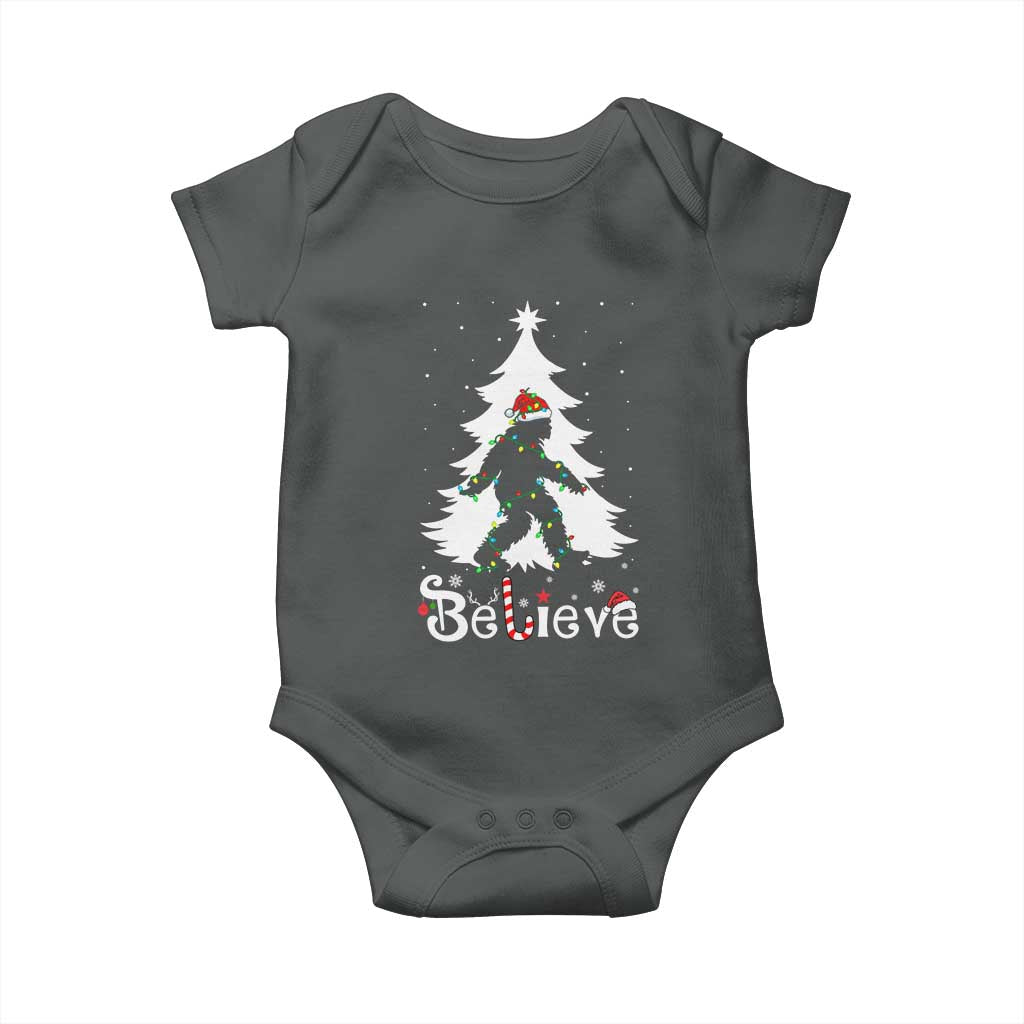 Bigfoot Christmas Baby Onesie Santa Bigfoot Xmas Tree Funny Sasquatch Yeti TS10 Dark Heather Print Your Wear