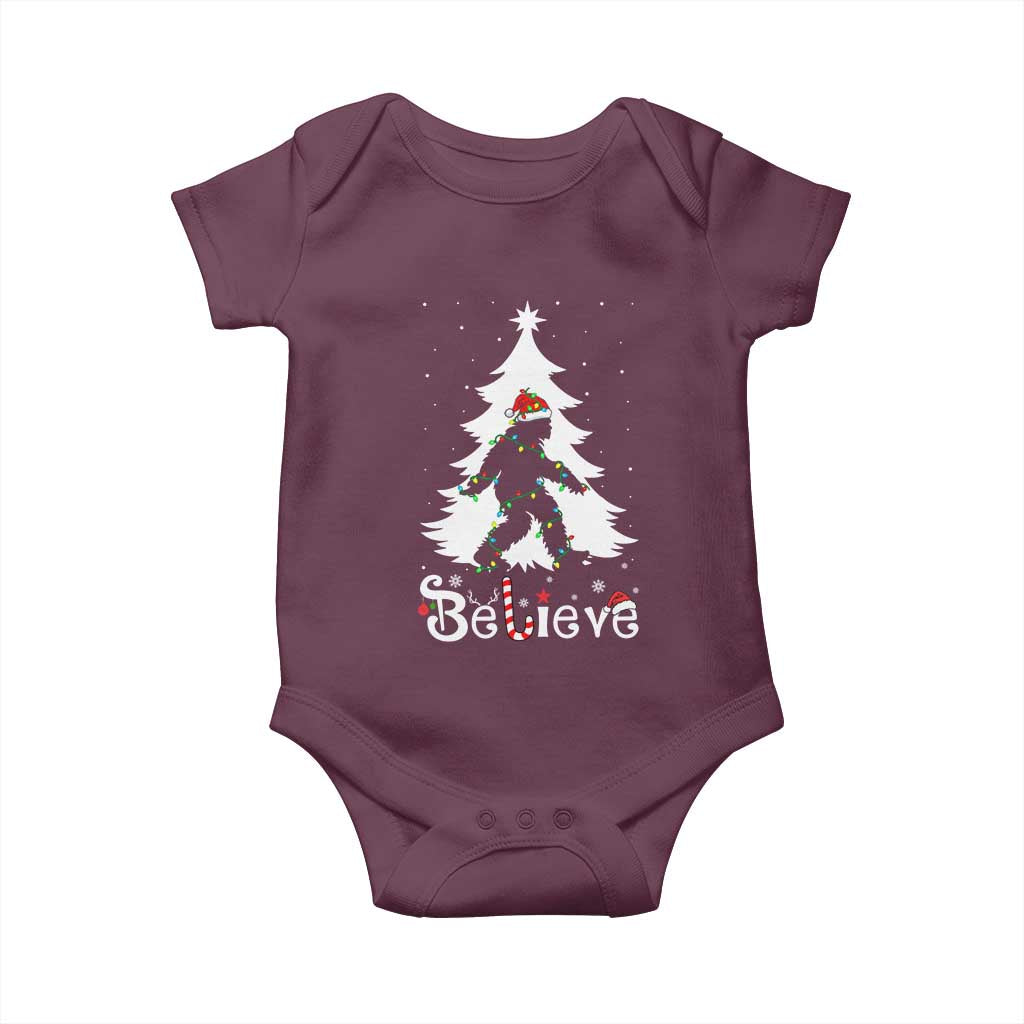 Bigfoot Christmas Baby Onesie Santa Bigfoot Xmas Tree Funny Sasquatch Yeti TS10 Maroon Print Your Wear