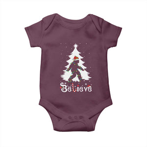 Bigfoot Christmas Baby Onesie Santa Bigfoot Xmas Tree Funny Sasquatch Yeti TS10 Maroon Print Your Wear