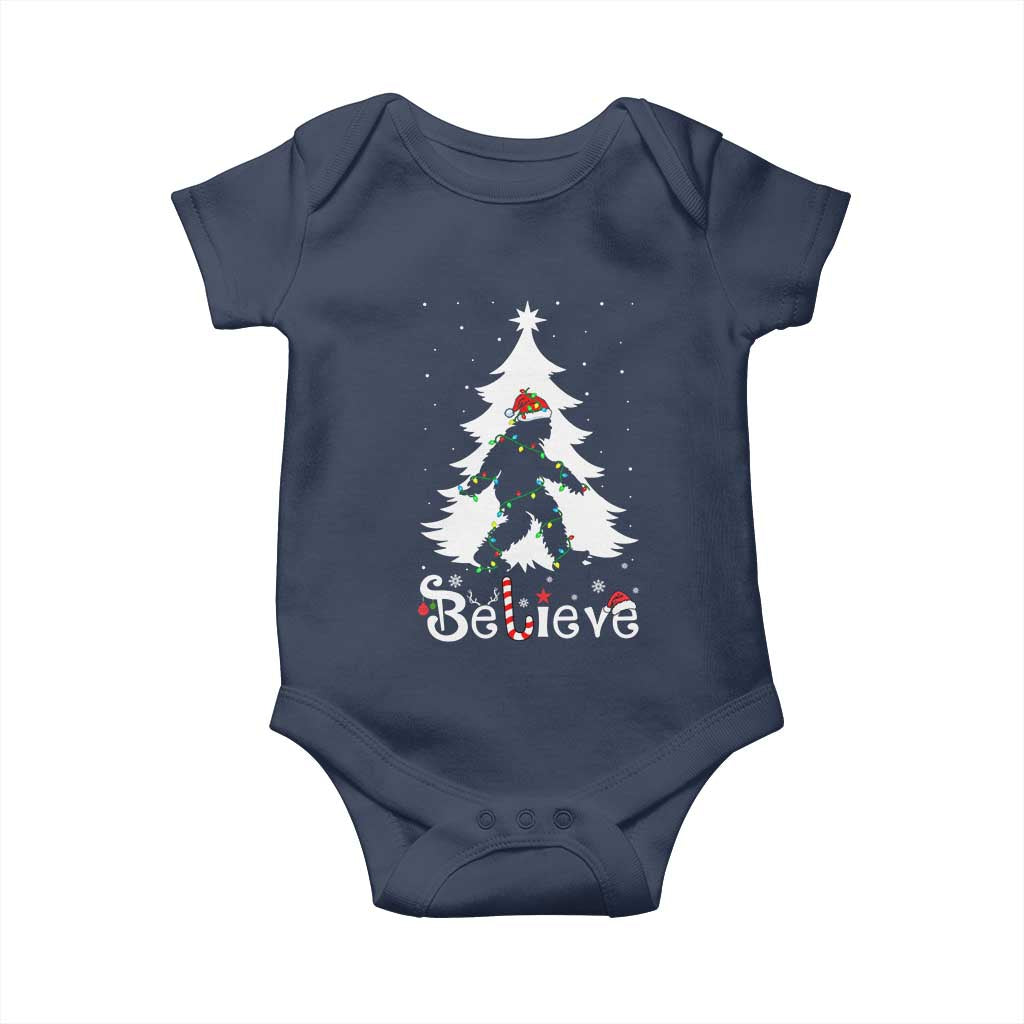 Bigfoot Christmas Baby Onesie Santa Bigfoot Xmas Tree Funny Sasquatch Yeti TS10 Navy Print Your Wear