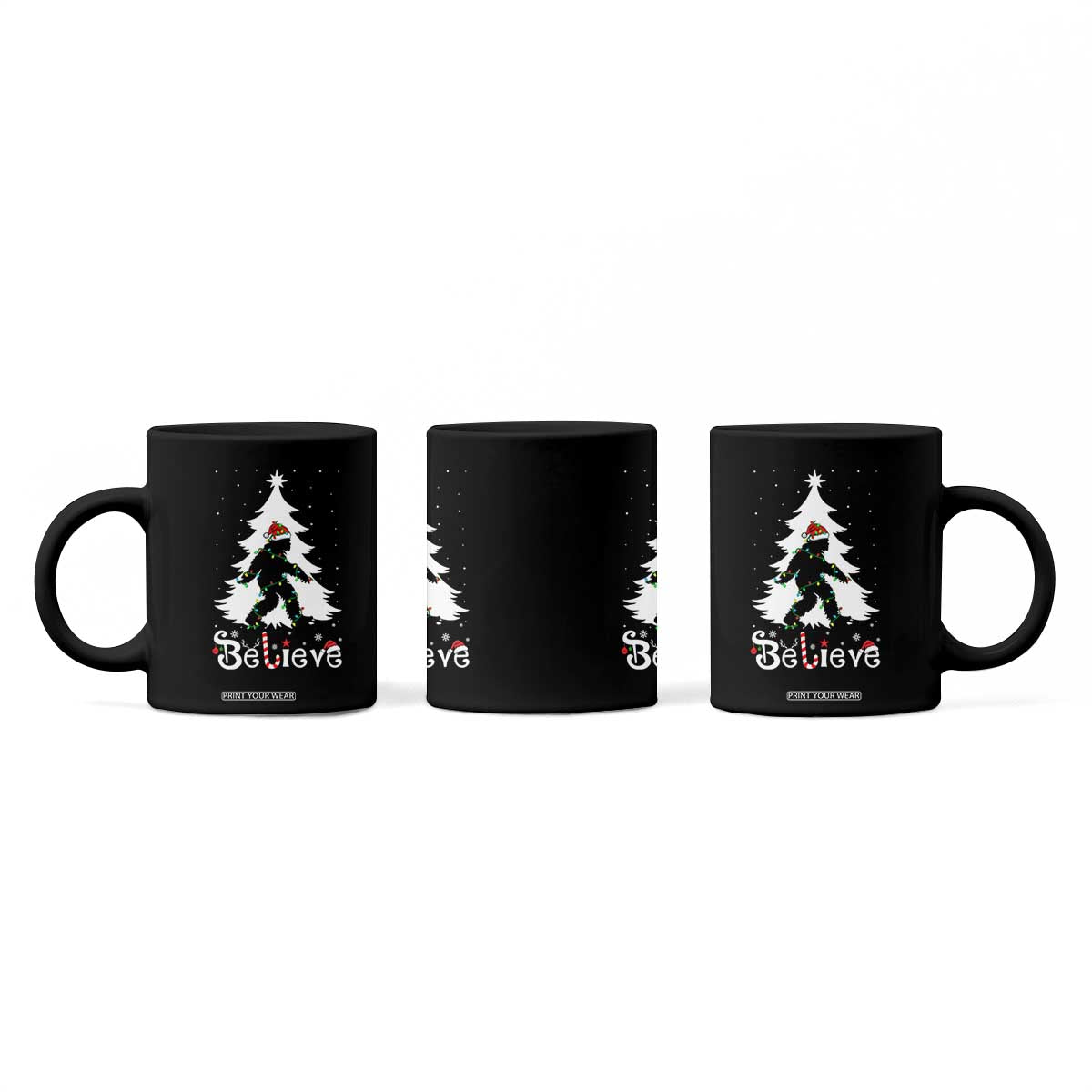 Bigfoot Christmas Coffee Mug Santa Bigfoot Xmas Tree Funny Sasquatch Yeti TS10 Print Your Wear