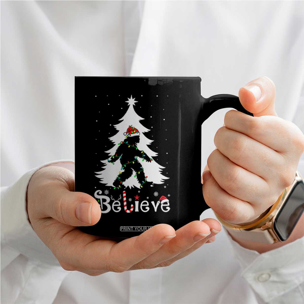 Bigfoot Christmas Coffee Mug Santa Bigfoot Xmas Tree Funny Sasquatch Yeti TS10 Print Your Wear