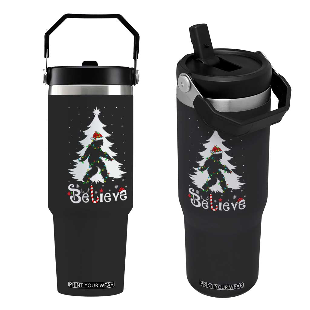 Bigfoot Christmas Flip Straw Tumbler Santa Bigfoot Xmas Tree Funny Sasquatch Yeti TS10 One Size: 30 oz Black Print Your Wear
