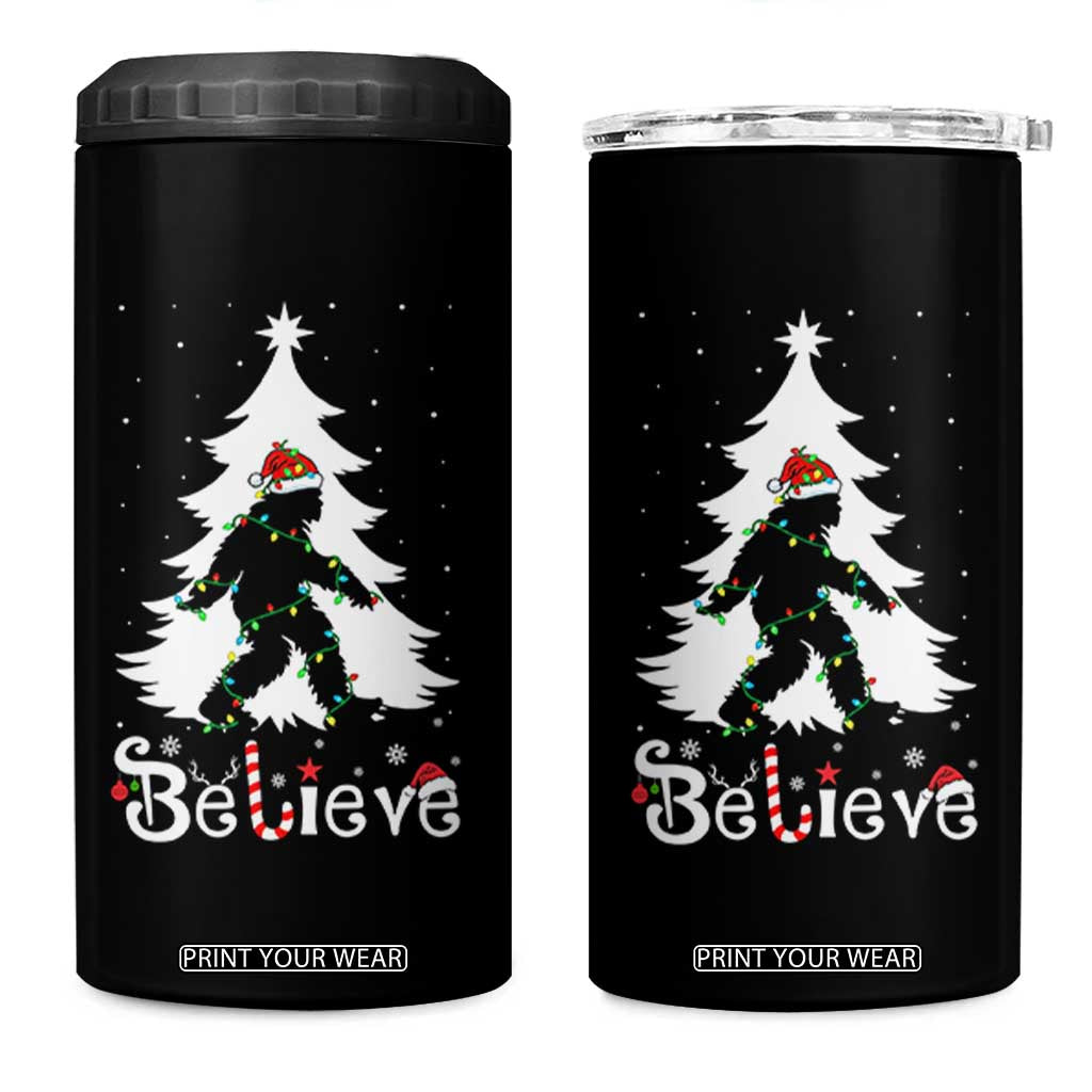 Bigfoot Christmas 4 in 1 Can Cooler Tumbler Santa Bigfoot Xmas Tree Funny Sasquatch Yeti TS10 One Size: 16 oz Black Print Your Wear