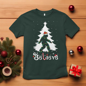 Bigfoot Christmas T Shirt Santa Bigfoot Xmas Tree Funny Sasquatch Yeti TS10 Dark Forest Green Print Your Wear