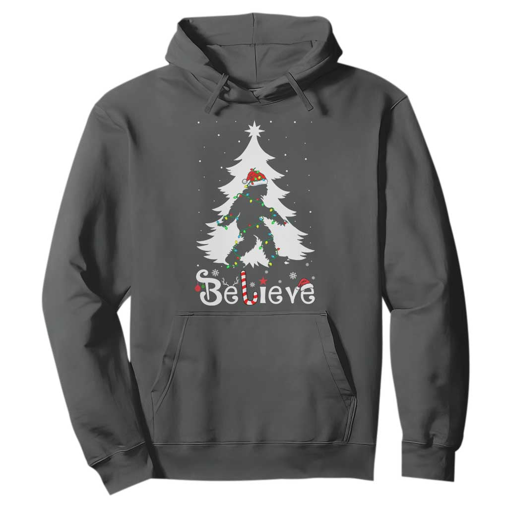 Bigfoot Christmas Hoodie Santa Bigfoot Xmas Tree Funny Sasquatch Yeti TS10 Dark Heather Print Your Wear