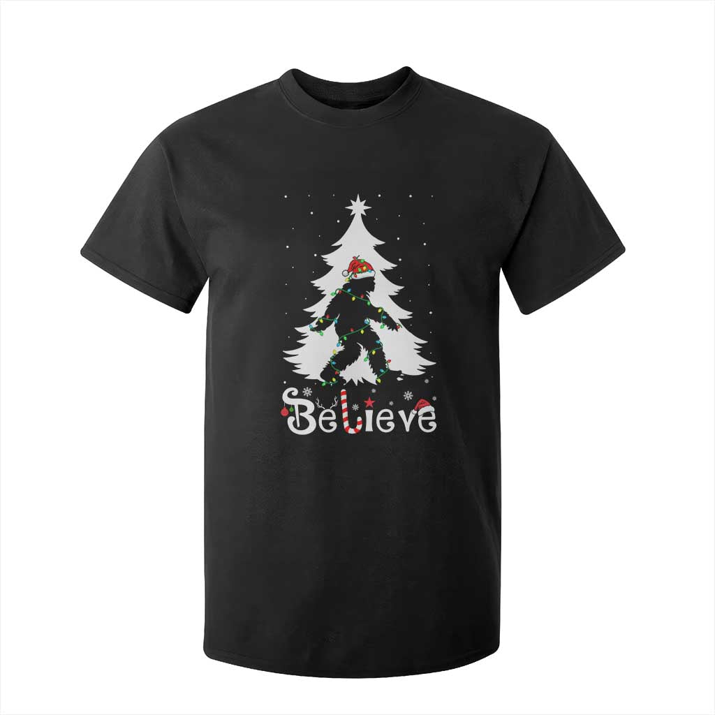 Bigfoot Christmas T Shirt For Kid Santa Bigfoot Xmas Tree Funny Sasquatch Yeti TS10 Black Print Your Wear