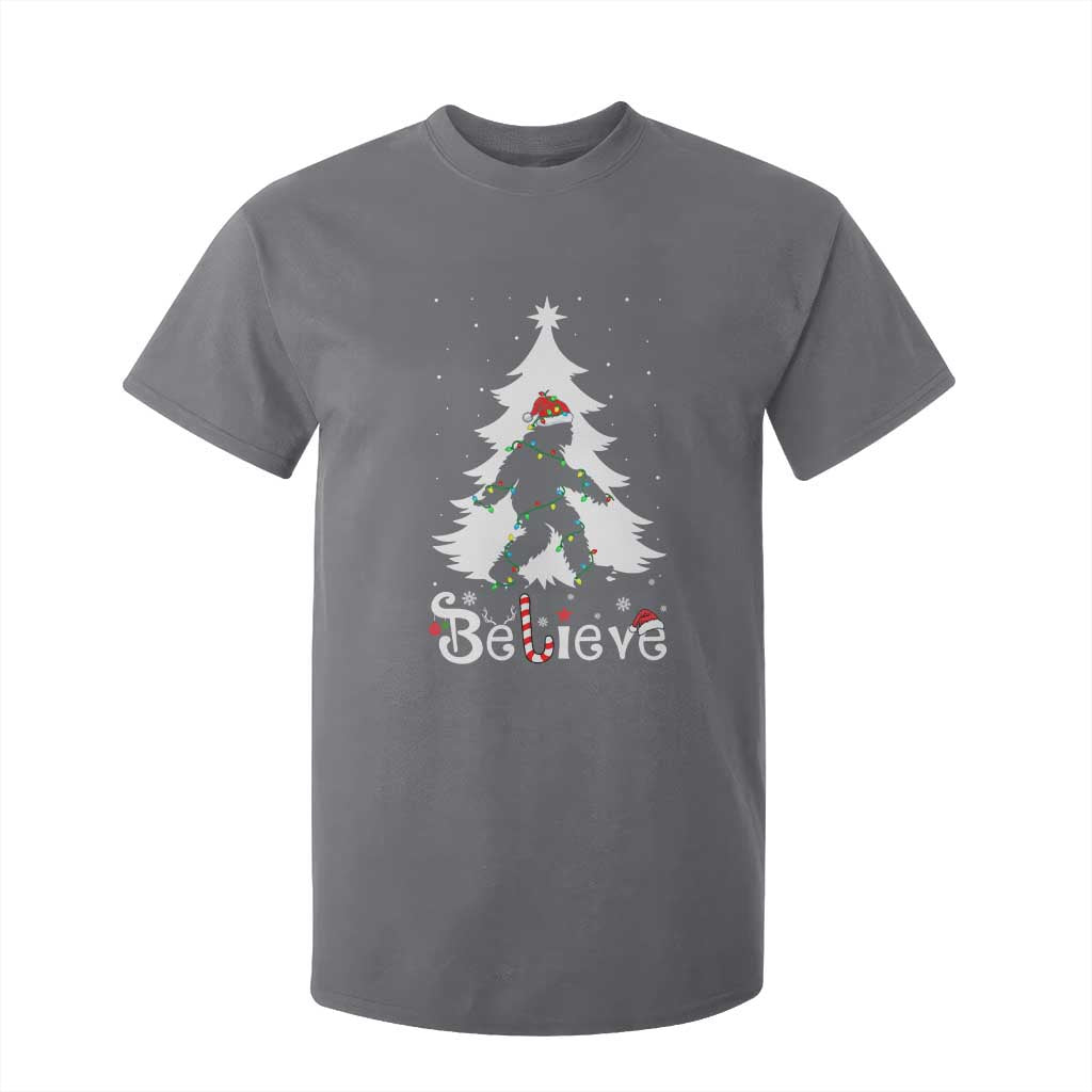 Bigfoot Christmas T Shirt For Kid Santa Bigfoot Xmas Tree Funny Sasquatch Yeti TS10 Charcoal Print Your Wear