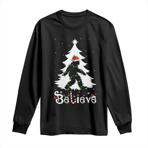 Bigfoot Christmas Long Sleeve Shirt Santa Bigfoot Xmas Tree Funny Sasquatch Yeti TS10 Black Print Your Wear