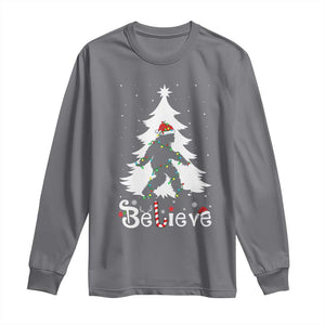 Bigfoot Christmas Long Sleeve Shirt Santa Bigfoot Xmas Tree Funny Sasquatch Yeti TS10 Charcoal Print Your Wear