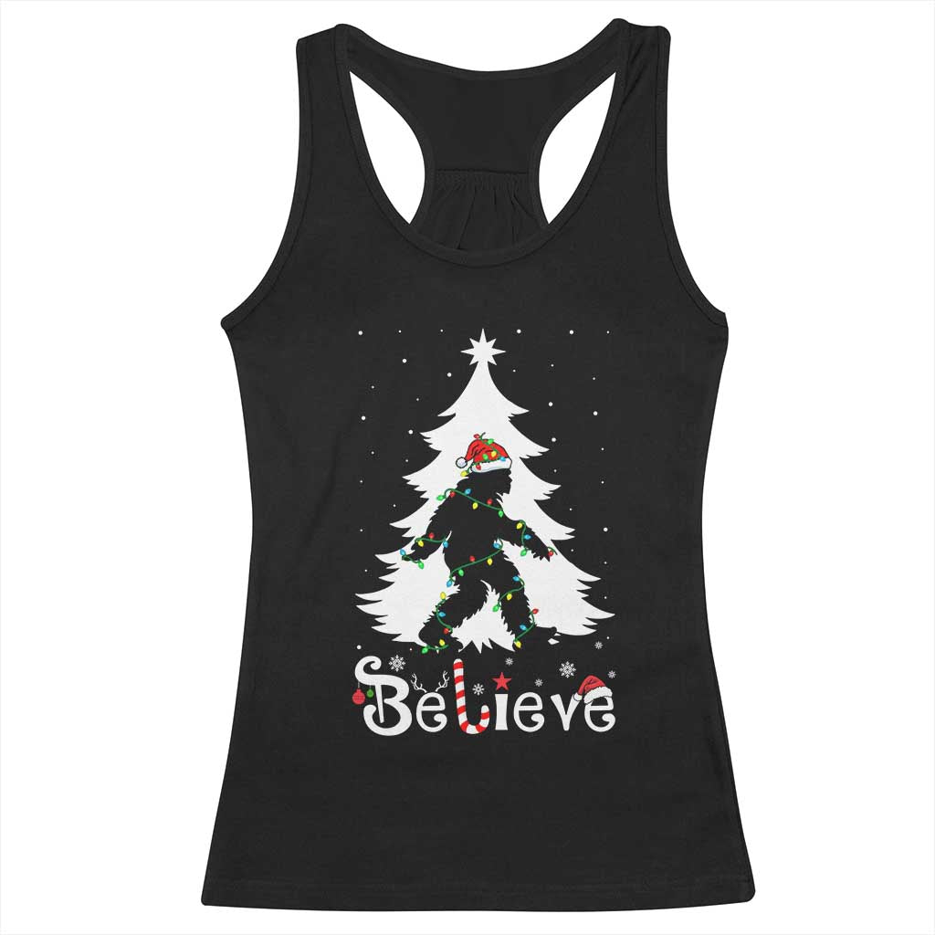 Bigfoot Christmas Racerback Tank Top Santa Bigfoot Xmas Tree Funny Sasquatch Yeti TS10 Black Print Your Wear