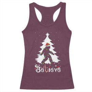 Bigfoot Christmas Racerback Tank Top Santa Bigfoot Xmas Tree Funny Sasquatch Yeti TS10 Maroon Print Your Wear