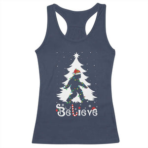 Bigfoot Christmas Racerback Tank Top Santa Bigfoot Xmas Tree Funny Sasquatch Yeti TS10 Navy Print Your Wear
