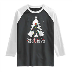 Bigfoot Christmas Raglan Shirt Santa Bigfoot Xmas Tree Funny Sasquatch Yeti TS10 Black White Print Your Wear