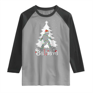 Bigfoot Christmas Raglan Shirt Santa Bigfoot Xmas Tree Funny Sasquatch Yeti TS10 Sport Gray Black Print Your Wear
