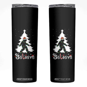 Bigfoot Christmas Skinny Tumbler Santa Bigfoot Xmas Tree Funny Sasquatch Yeti TS10 Black Print Your Wear