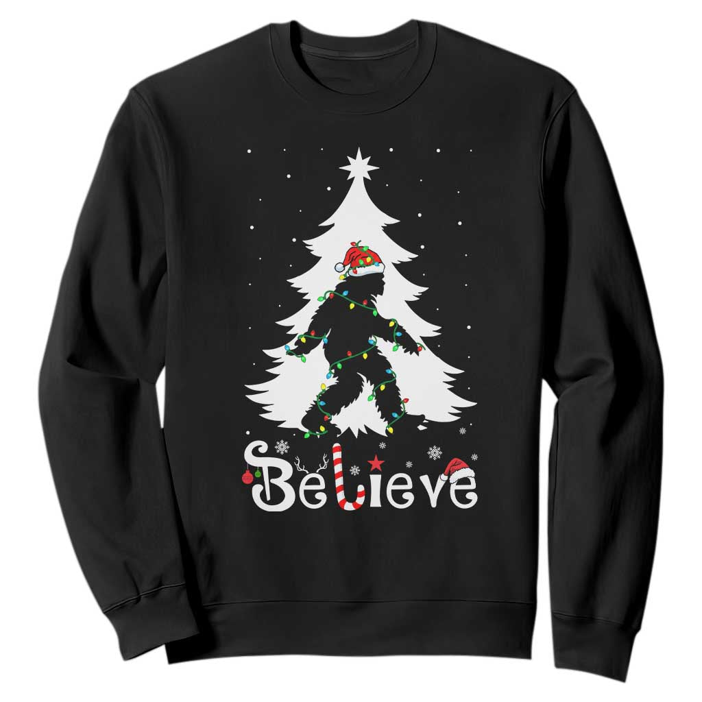 Bigfoot Christmas Sweatshirt Santa Bigfoot Xmas Tree Funny Sasquatch Yeti TS10 Black Print Your Wear