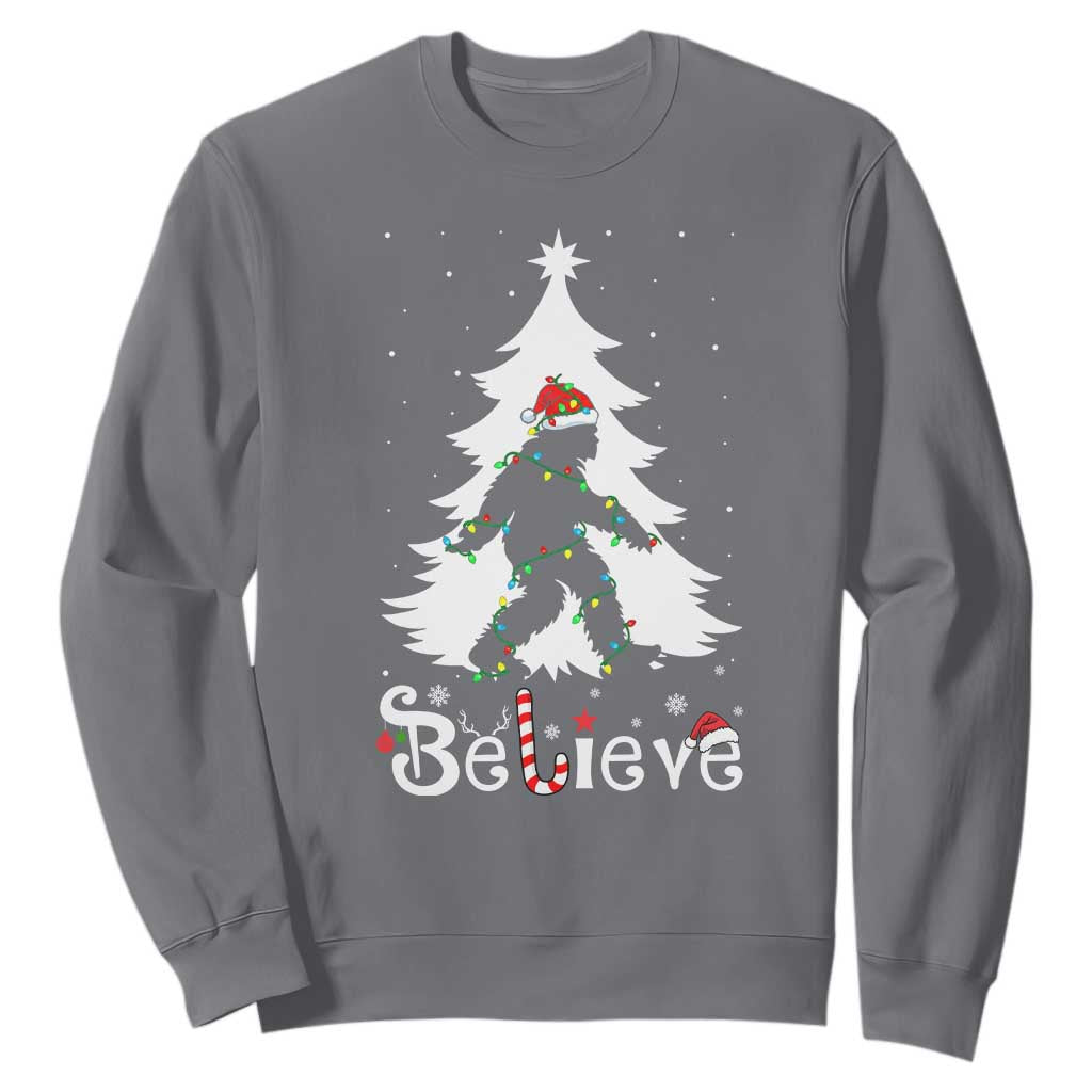 Bigfoot Christmas Sweatshirt Santa Bigfoot Xmas Tree Funny Sasquatch Yeti TS10 Charcoal Print Your Wear
