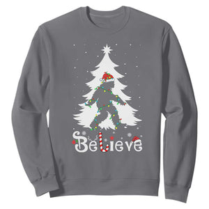 Bigfoot Christmas Sweatshirt Santa Bigfoot Xmas Tree Funny Sasquatch Yeti TS10 Charcoal Print Your Wear
