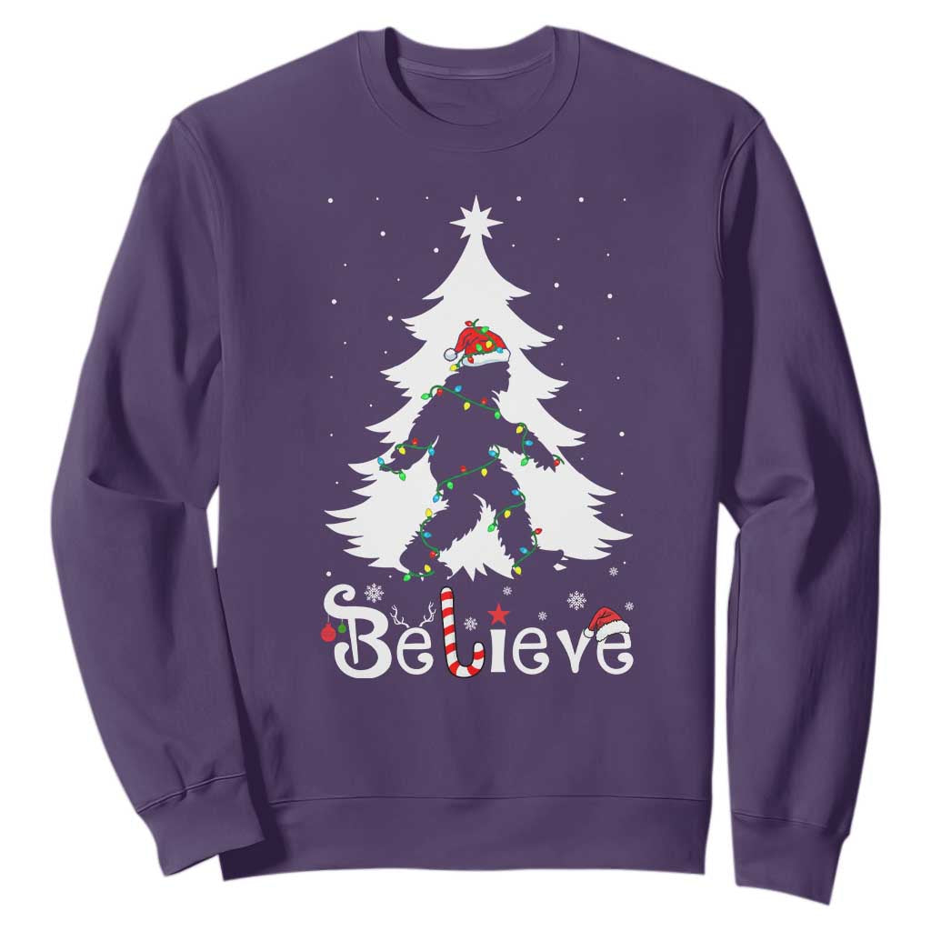 Bigfoot Christmas Sweatshirt Santa Bigfoot Xmas Tree Funny Sasquatch Yeti TS10 Purple Print Your Wear
