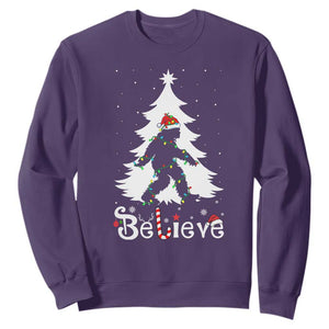 Bigfoot Christmas Sweatshirt Santa Bigfoot Xmas Tree Funny Sasquatch Yeti TS10 Purple Print Your Wear