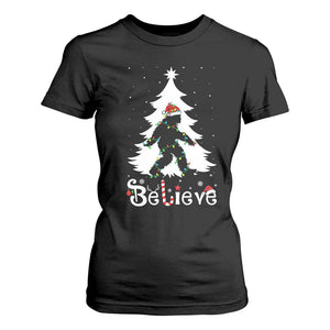 Bigfoot Christmas T Shirt For Women Santa Bigfoot Xmas Tree Funny Sasquatch Yeti TS10 Black Print Your Wear