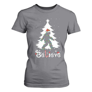 Bigfoot Christmas T Shirt For Women Santa Bigfoot Xmas Tree Funny Sasquatch Yeti TS10 Charcoal Print Your Wear