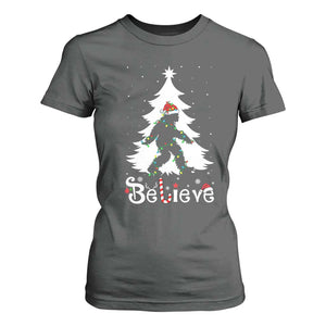 Bigfoot Christmas T Shirt For Women Santa Bigfoot Xmas Tree Funny Sasquatch Yeti TS10 Dark Heather Print Your Wear