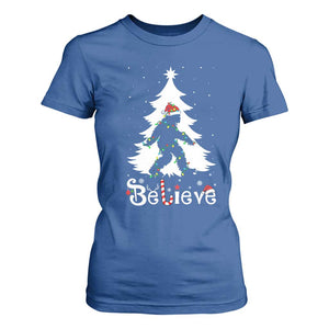 Bigfoot Christmas T Shirt For Women Santa Bigfoot Xmas Tree Funny Sasquatch Yeti TS10 Royal Blue Print Your Wear