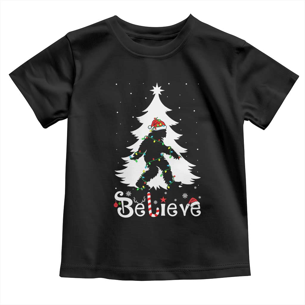 Bigfoot Christmas Toddler T Shirt Santa Bigfoot Xmas Tree Funny Sasquatch Yeti TS10 Black Print Your Wear