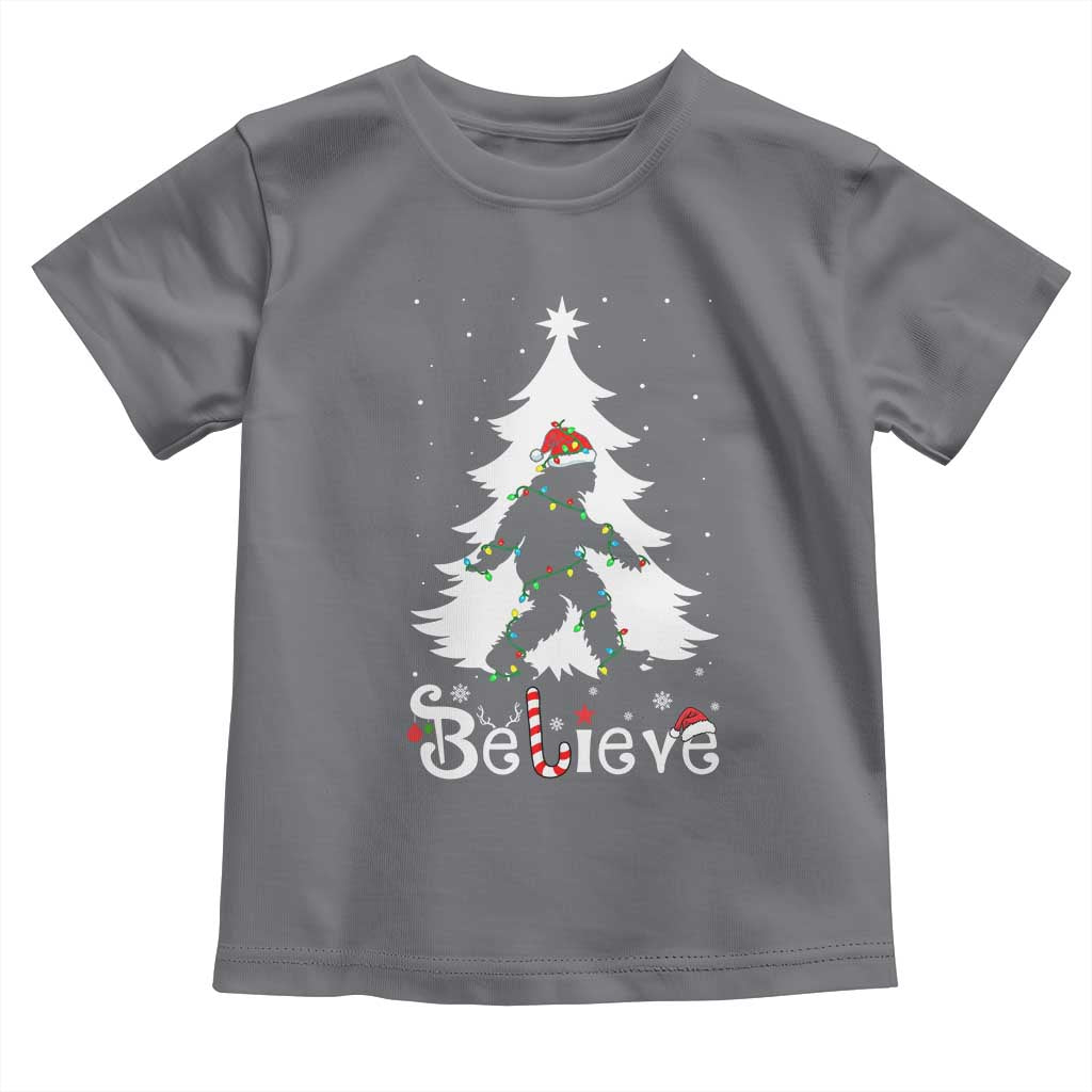 Bigfoot Christmas Toddler T Shirt Santa Bigfoot Xmas Tree Funny Sasquatch Yeti TS10 Charcoal Print Your Wear