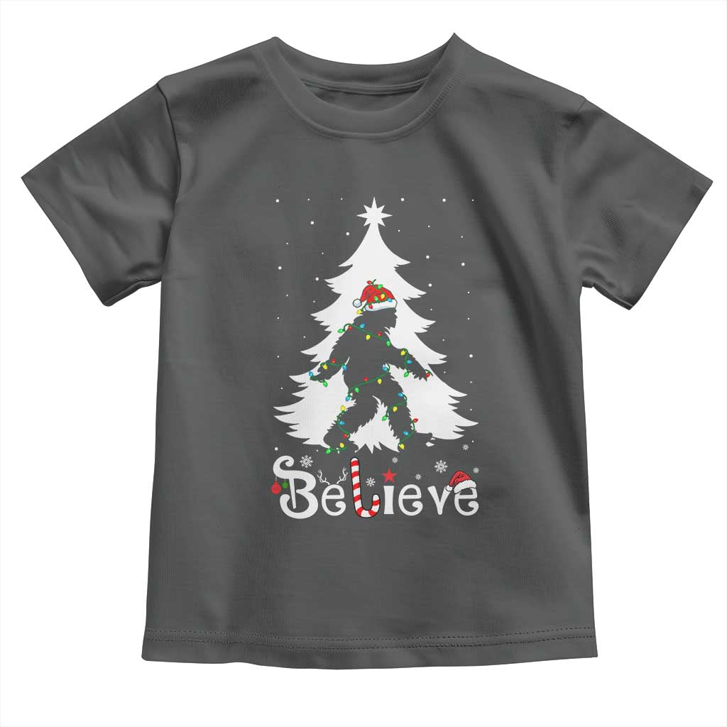 Bigfoot Christmas Toddler T Shirt Santa Bigfoot Xmas Tree Funny Sasquatch Yeti TS10 Dark Heather Print Your Wear