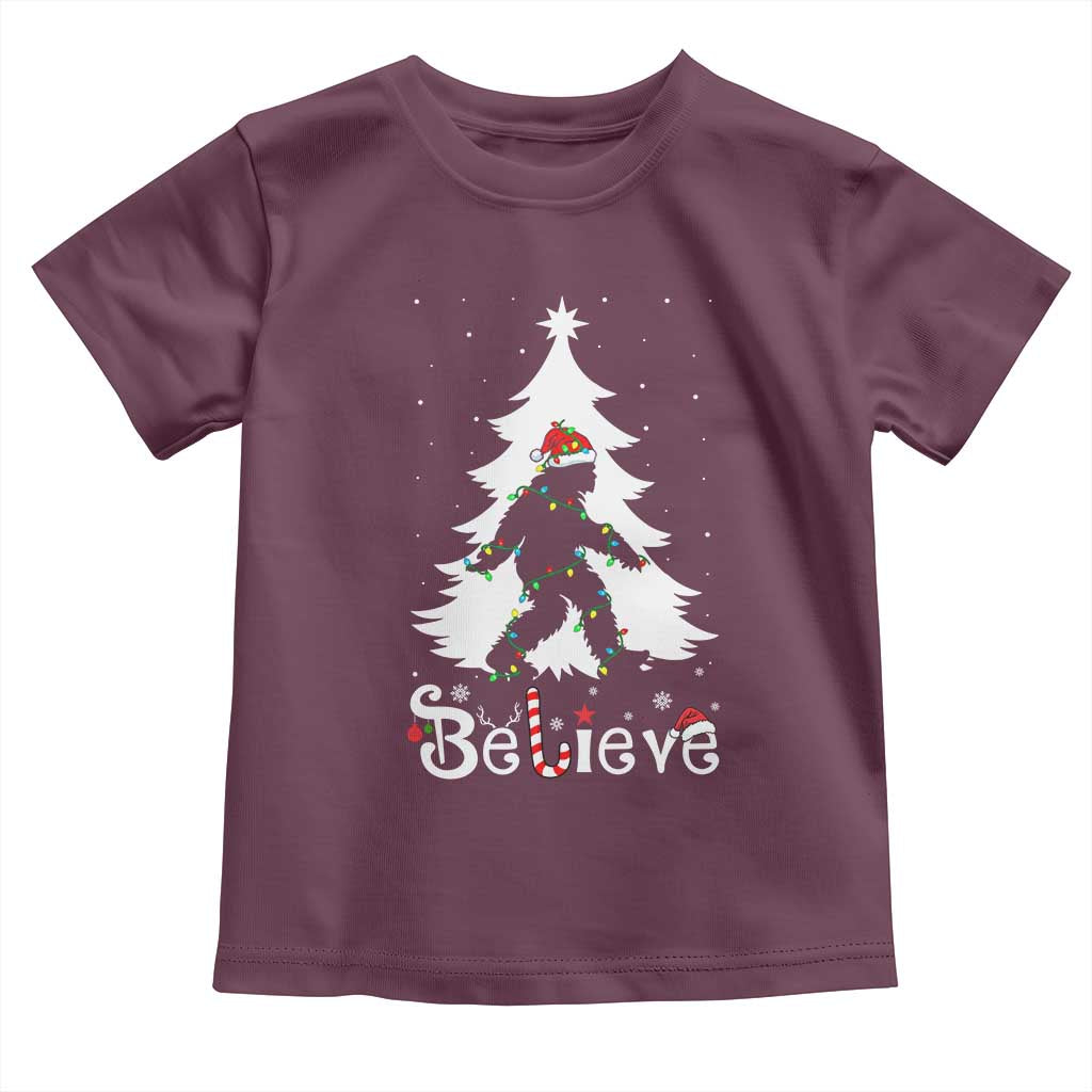 Bigfoot Christmas Toddler T Shirt Santa Bigfoot Xmas Tree Funny Sasquatch Yeti TS10 Maroon Print Your Wear