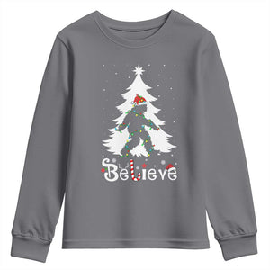 Bigfoot Christmas Youth Sweatshirt Santa Bigfoot Xmas Tree Funny Sasquatch Yeti TS10 Charcoal Print Your Wear