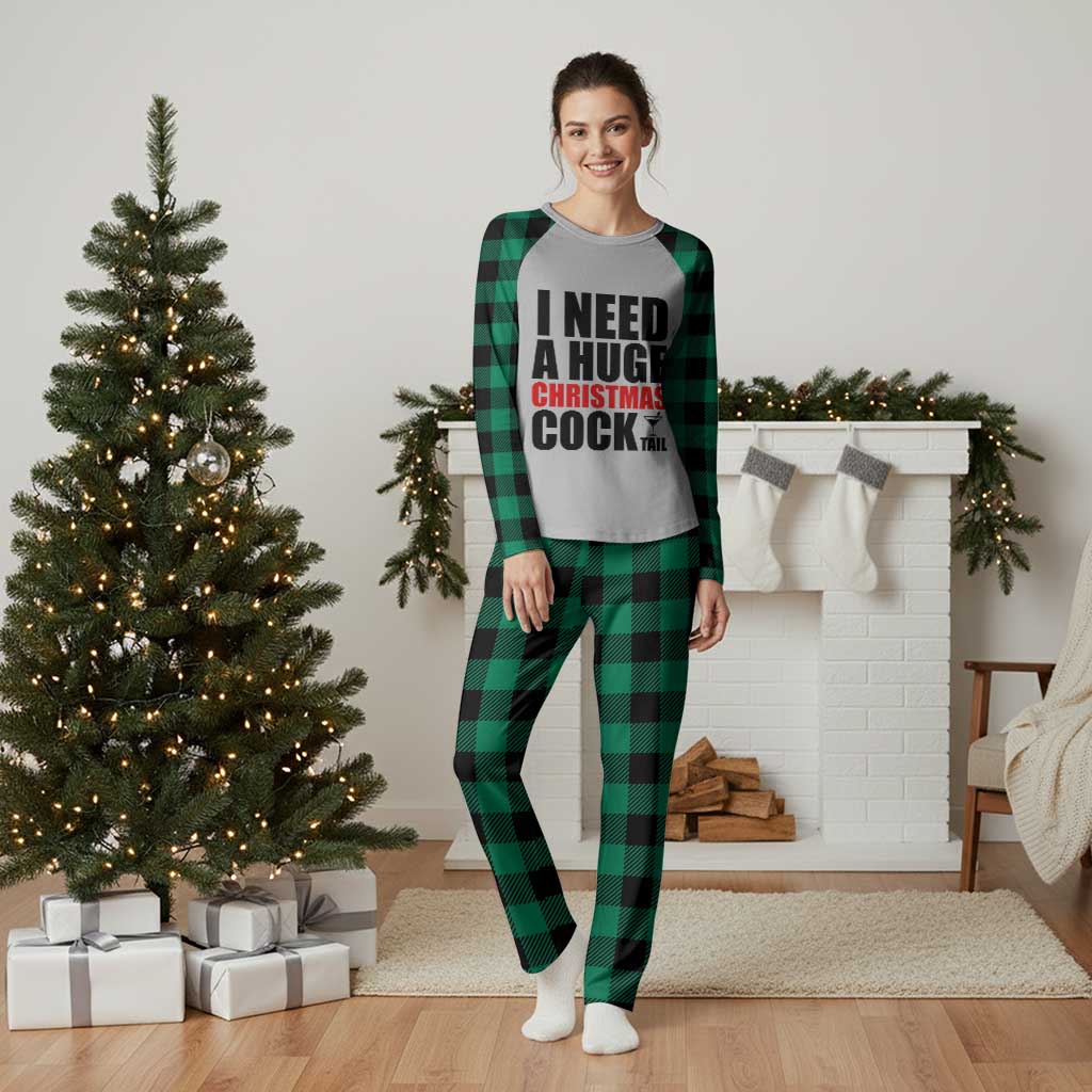 Funny Inappropriate Christmas Plaid Pajama Set I Need a Huge Christmas COCKtail Adult Humor Drinking Gift TS10 Green Plaid Print Your Wear