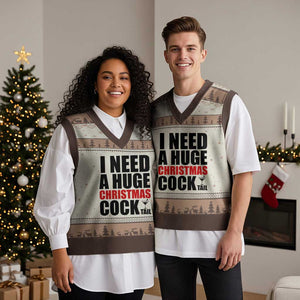 Funny Inappropriate Xmas V-Neck Knit Sweater Vest I Need a Huge Christmas COCKtail Adult Humor Drinking Gift TS10 Mocha Mousse Print Your Wear