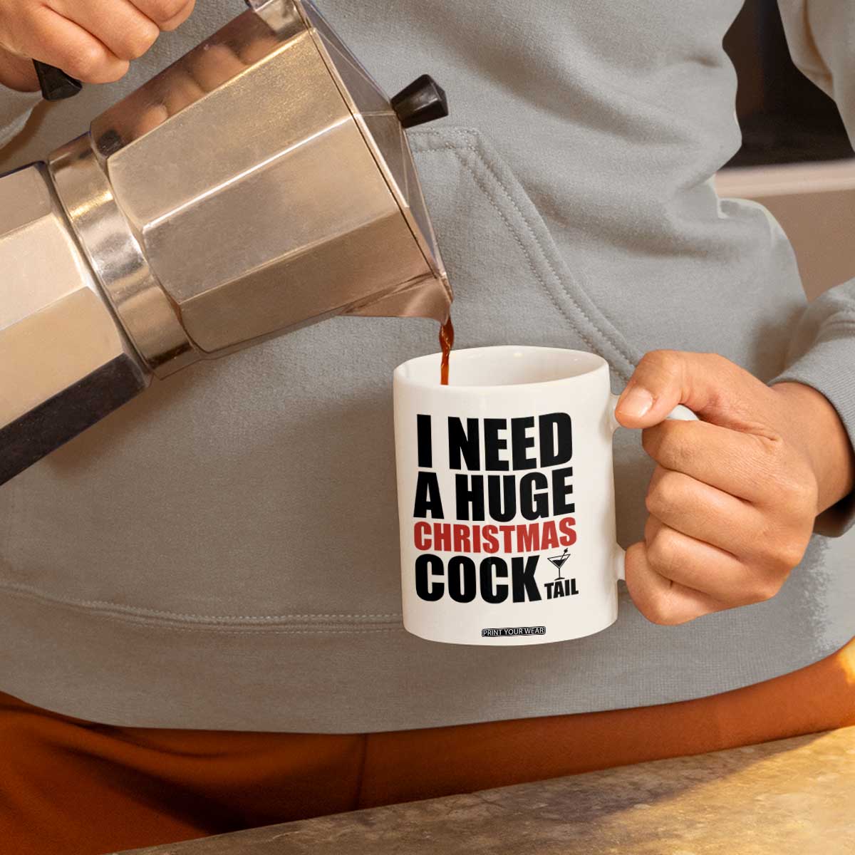 Funny Inappropriate Christmas Coffee Mug I Need a Huge Christmas COCKtail Adult Humor Drinking Gift TS10 Print Your Wear