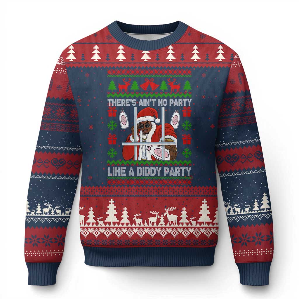 Funny Xmas Diddy Ugly Christmas Sweater Aint No Party Like A Diddy Party Baby Oil Dirty Ugly Xmas TS10 Navy Red Print Your Wear