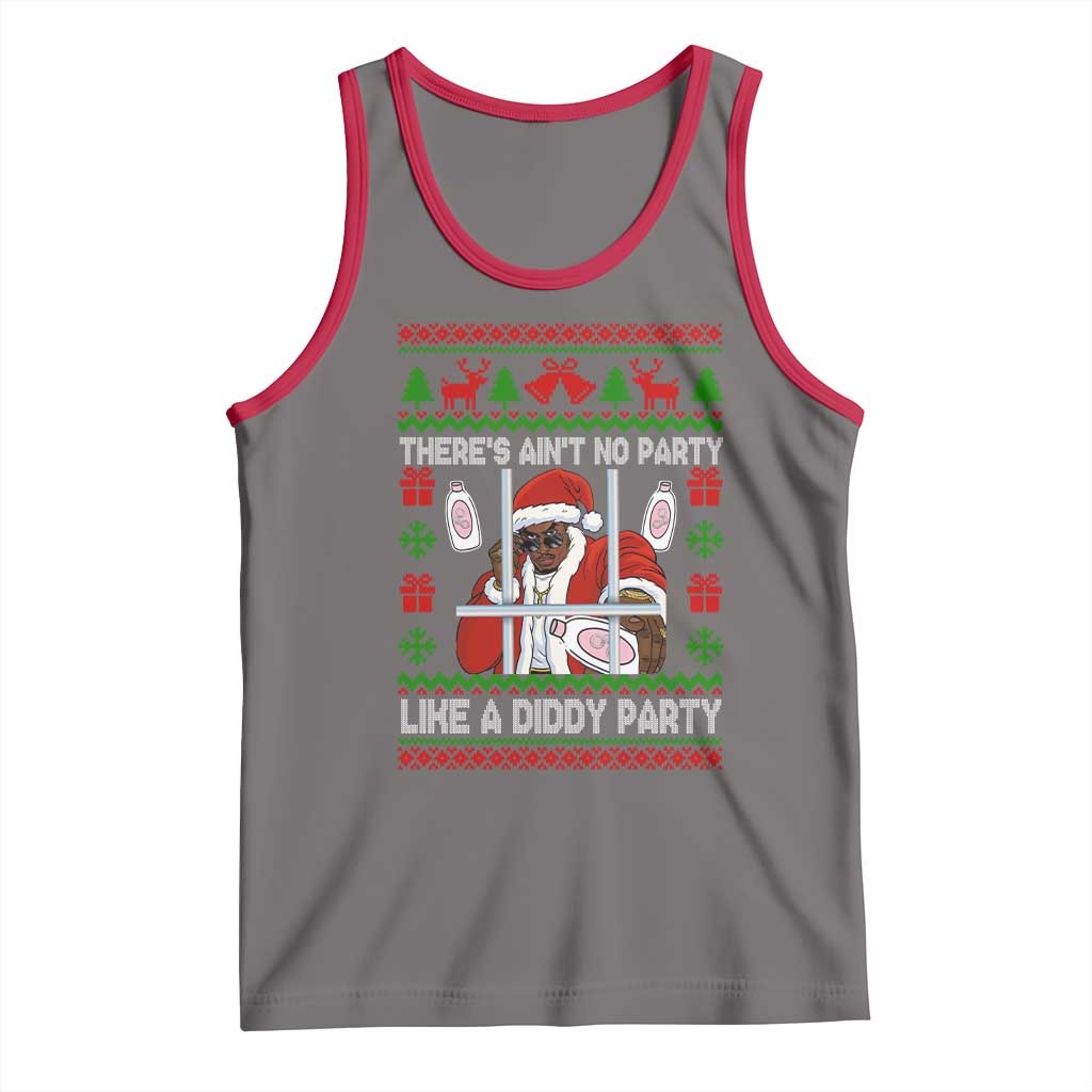 Funny Christmas Diddy Tank Top Aint No Party Like A Diddy Party Baby Oil Dirty Ugly Xmas TS10 Deep Heather Red Print Your Wear