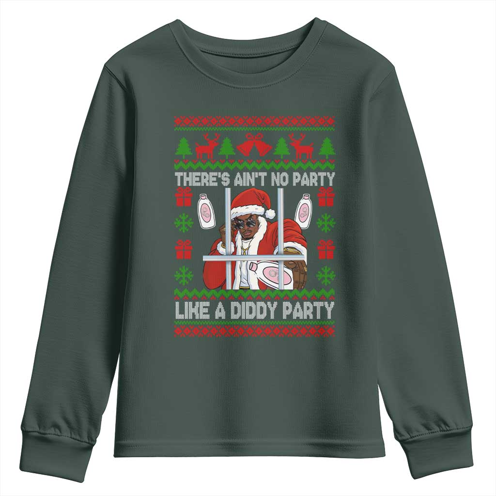 Funny Christmas Diddy Youth Sweatshirt Aint No Party Like A Diddy Party Baby Oil Dirty Ugly Xmas TS10 Dark Forest Green Print Your Wear
