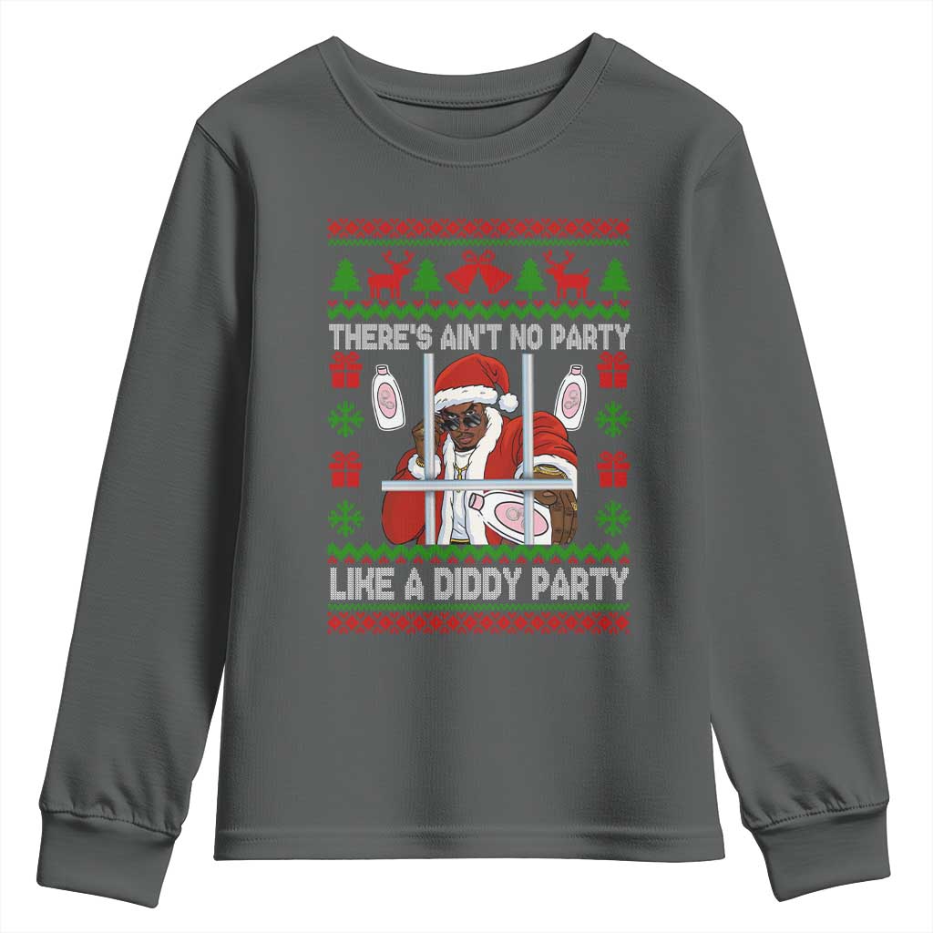 Funny Christmas Diddy Youth Sweatshirt Aint No Party Like A Diddy Party Baby Oil Dirty Ugly Xmas TS10 Dark Heather Print Your Wear