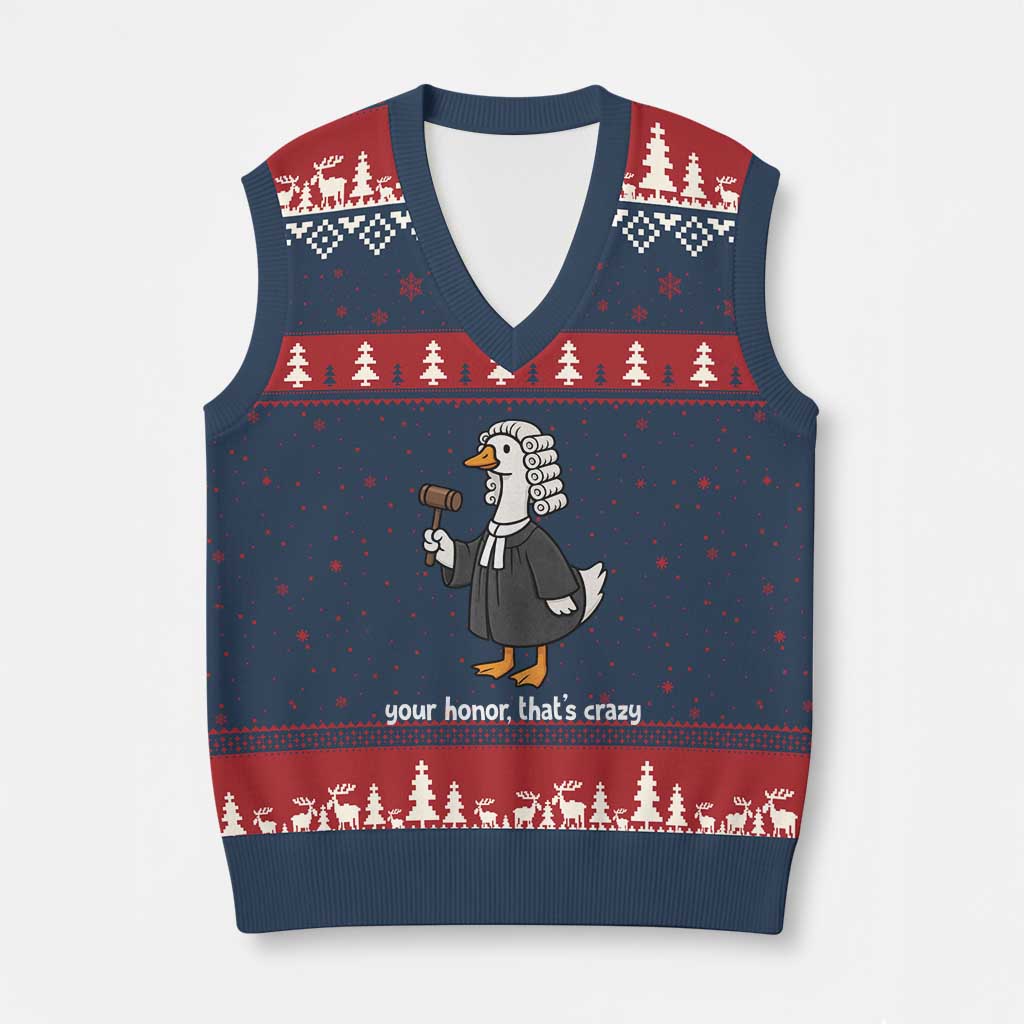 Goose Lawyer V-Neck Knit Sweater Vest Law School Graduation Gift Funny Silly Gooses Lovers TS10 Navy Red Print Your Wear