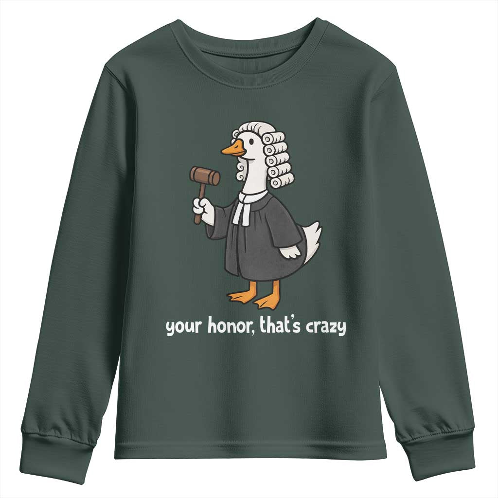Goose Lawyer Youth Sweatshirt Law School Graduation Gift Funny Silly Gooses Lovers TS10 Dark Forest Green Print Your Wear