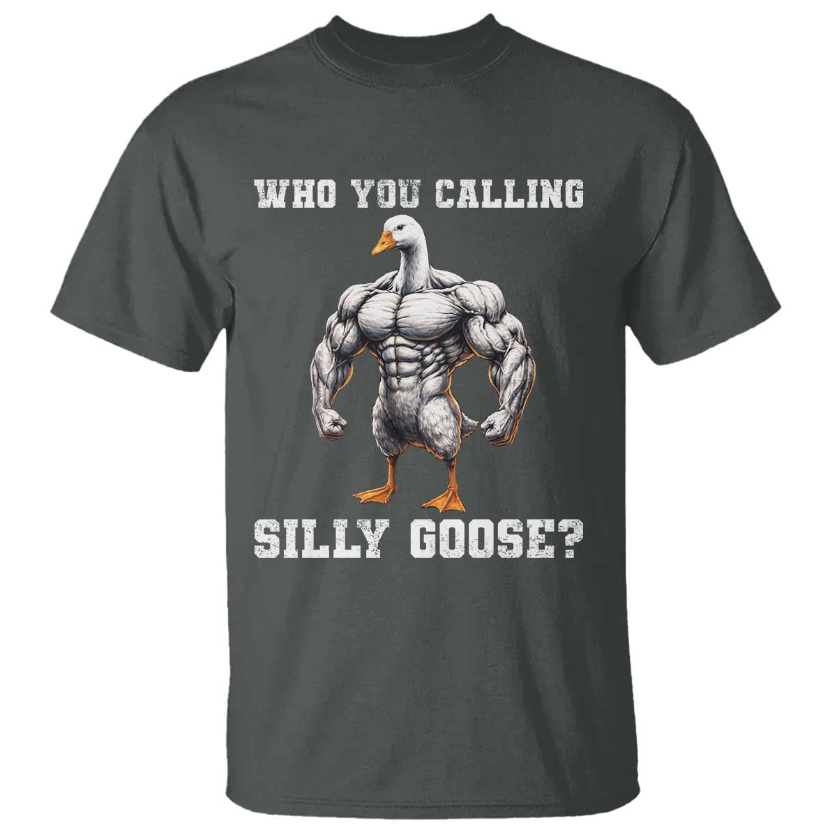 Who You Calling Silly Goose Funny Gym Meme T Shirt TS10 Dark Heather Print Your Wear